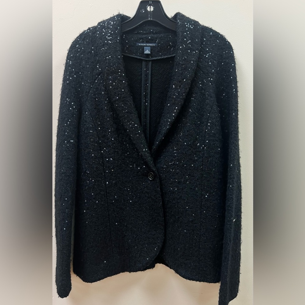 Banana Republic Black Textured Sequin Blazer